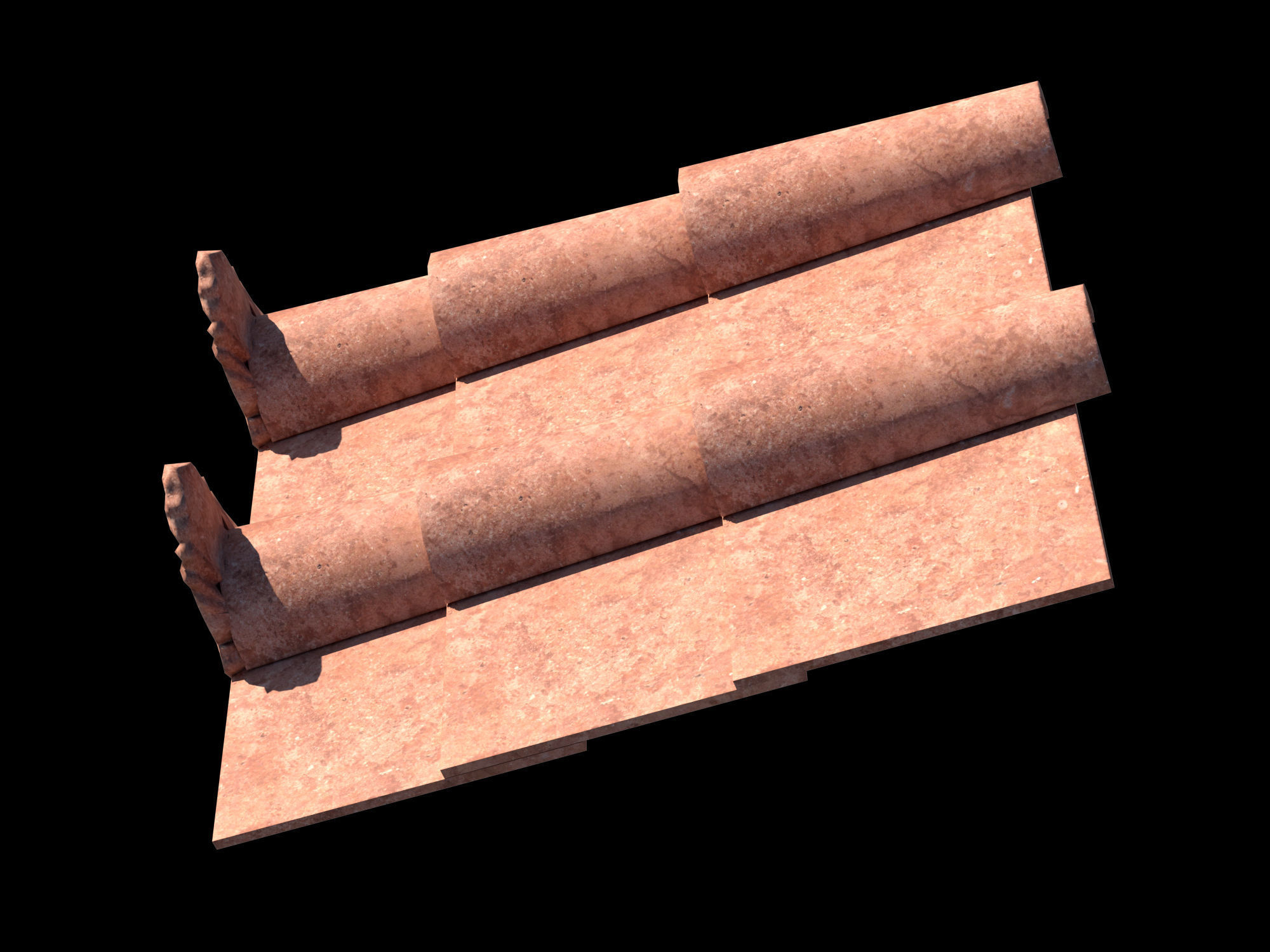 Roman roof tiles Low-poly 3D model_8