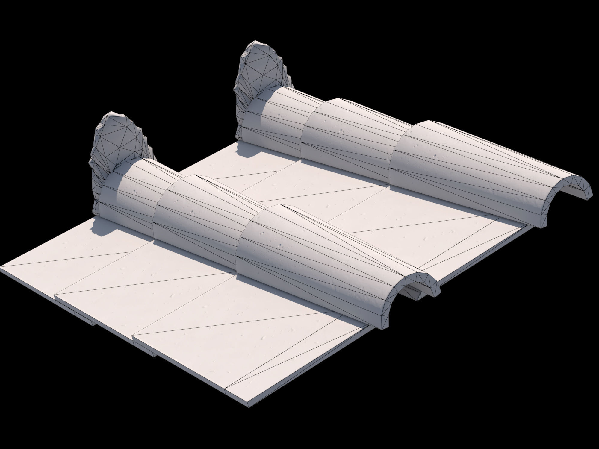 Roman roof tiles Low-poly 3D model_12
