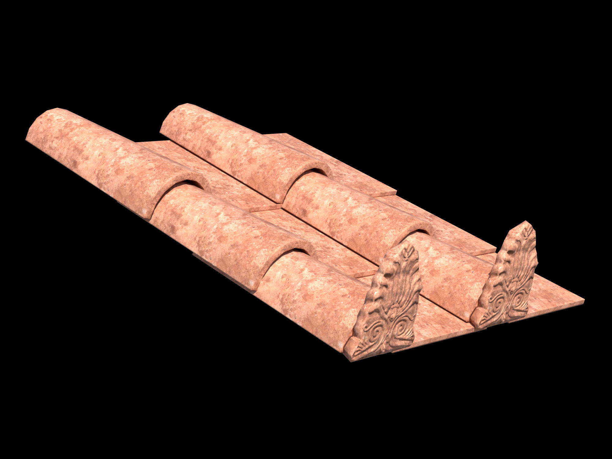 Roman roof tiles Low-poly 3D model_2