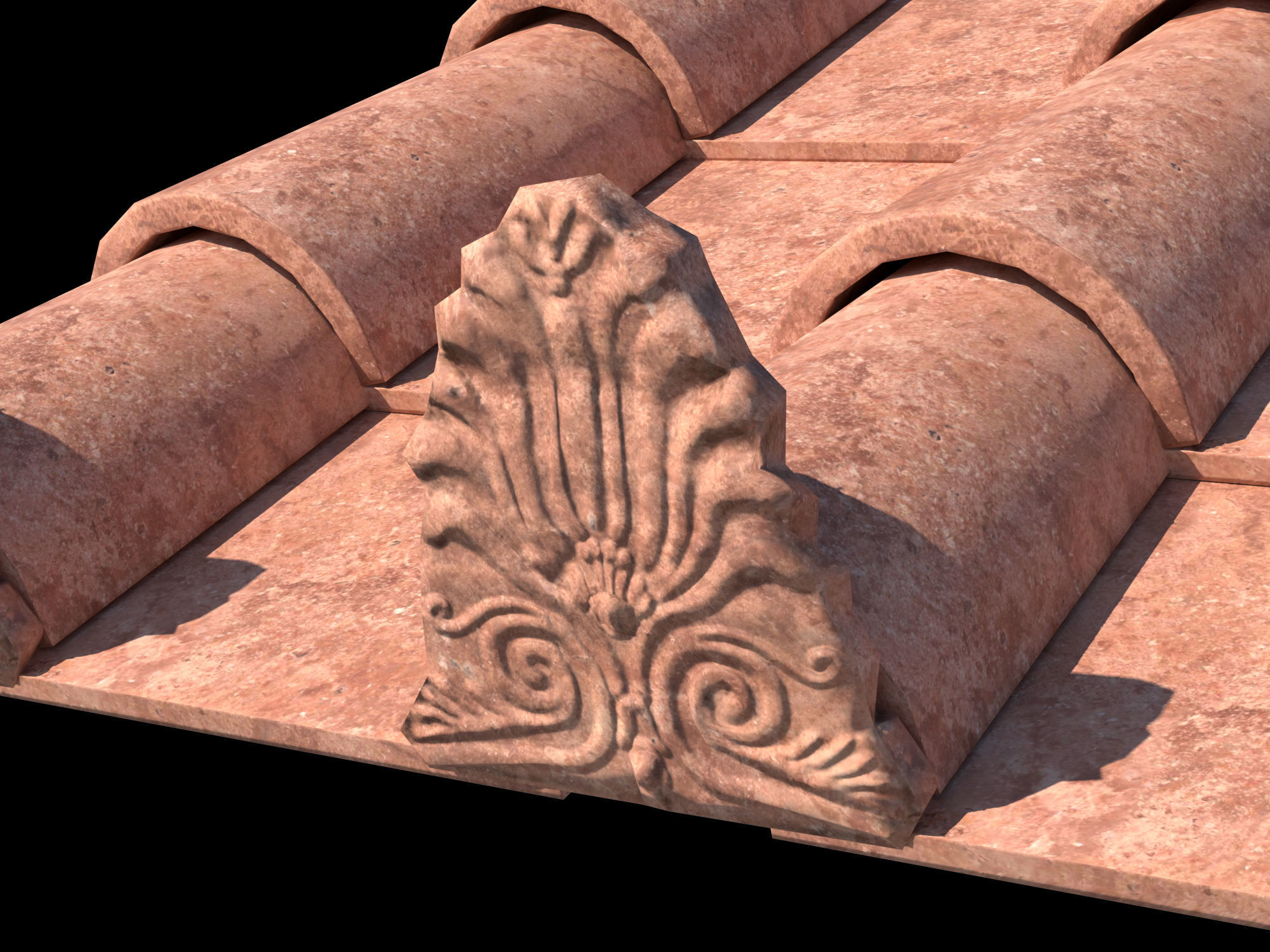 Roman roof tiles Low-poly 3D model_9