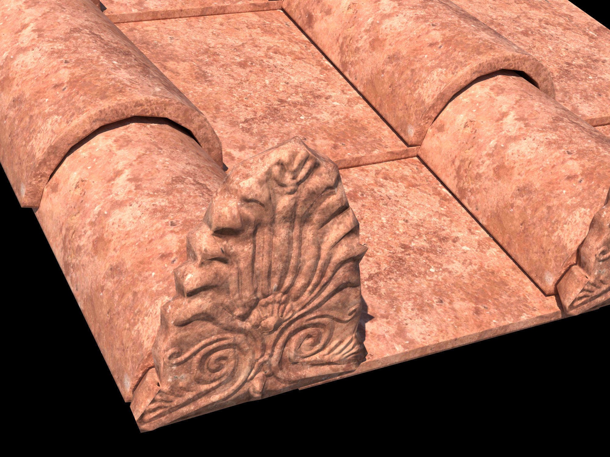Roman roof tiles Low-poly 3D model_10