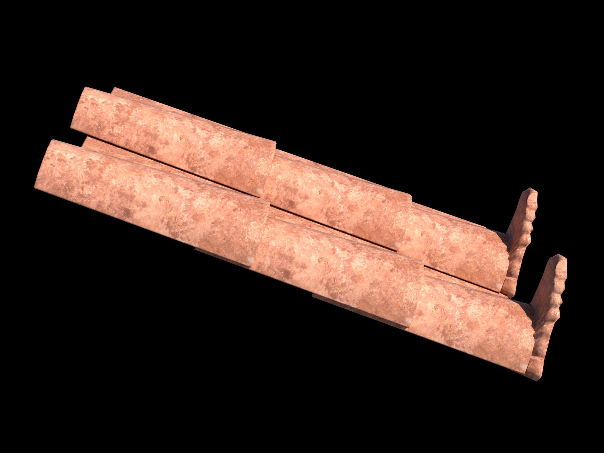Roman roof tiles Low-poly 3D model_3