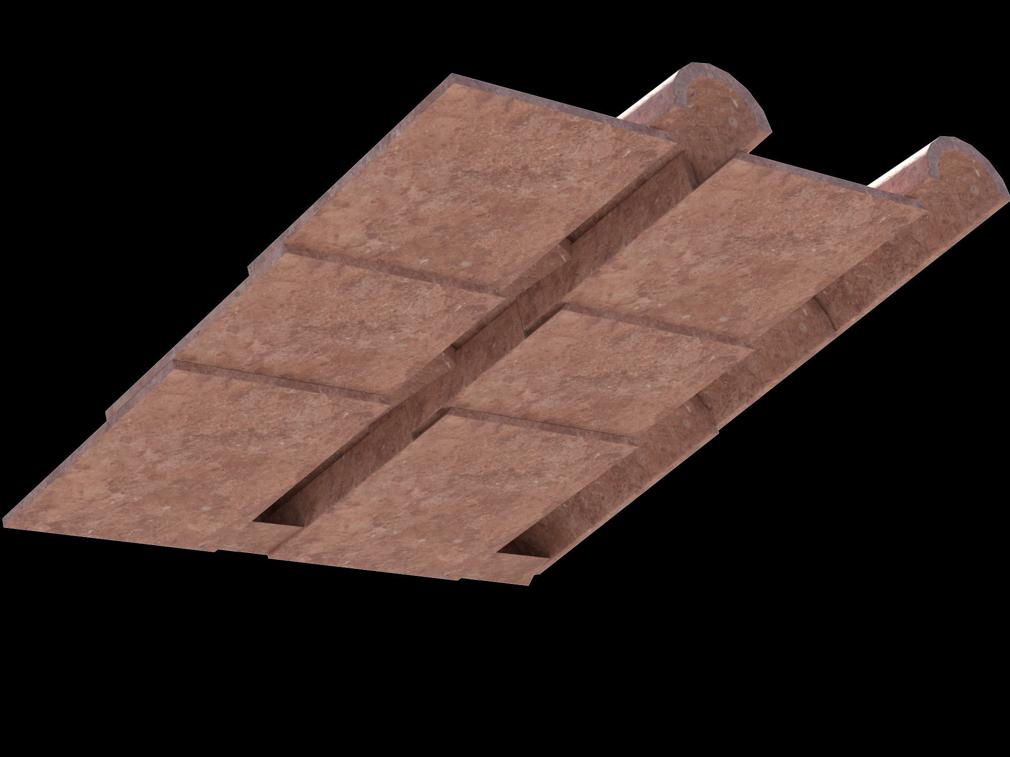 Roman roof tiles Low-poly 3D model_6