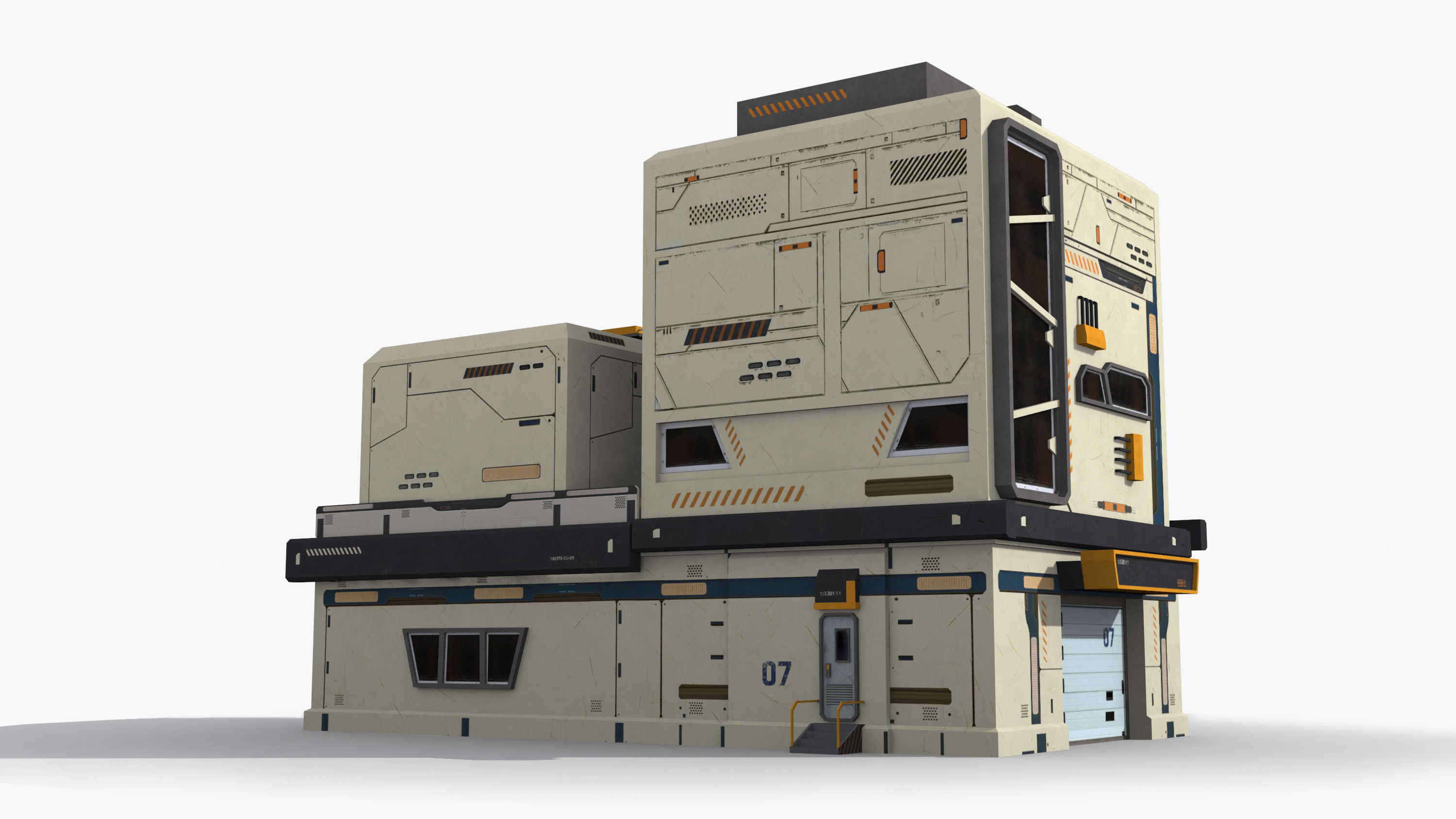 Sci-Fi Industrial x4 Low-poly 3D model_4