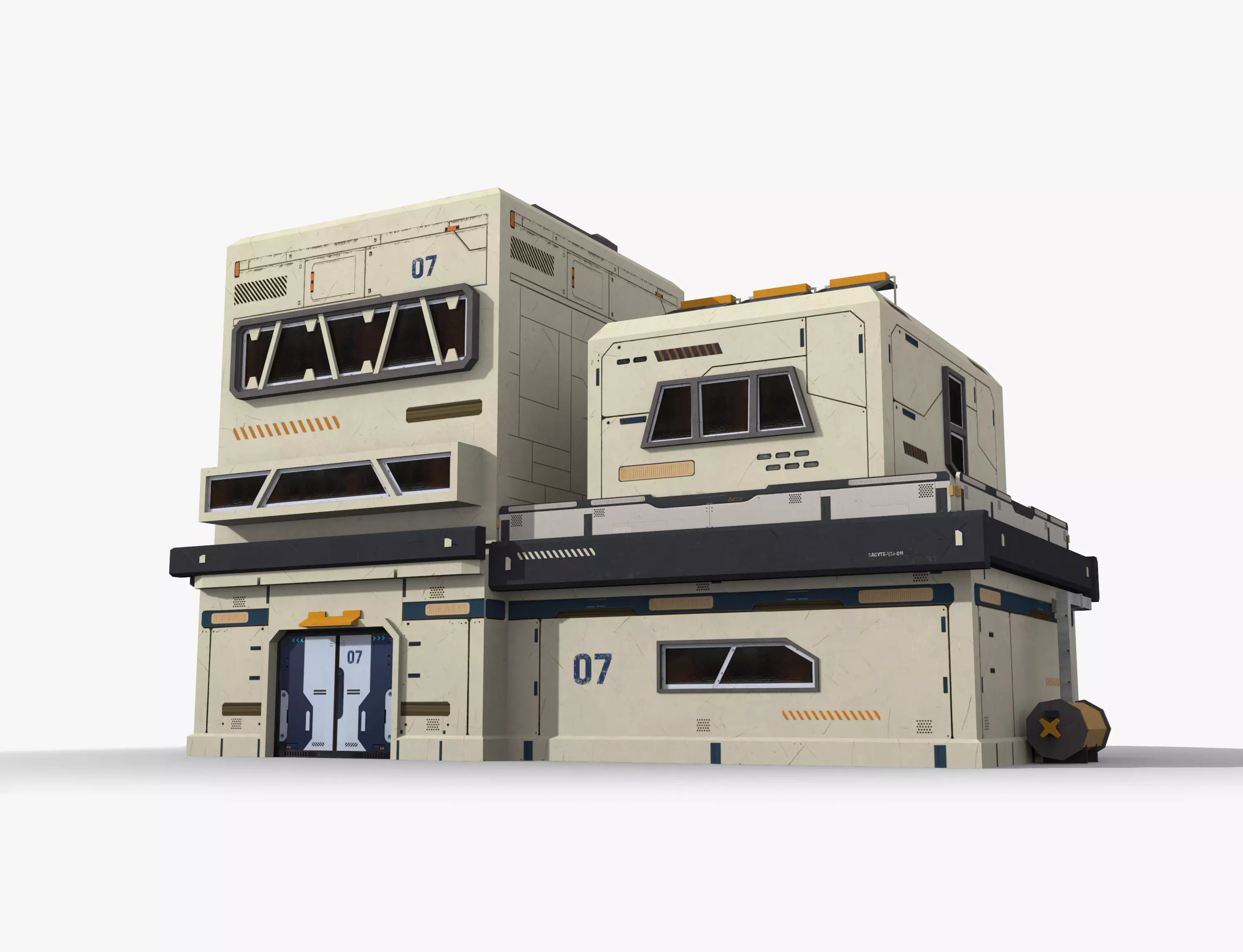 Sci-Fi Industrial x4 Low-poly 3D model_0