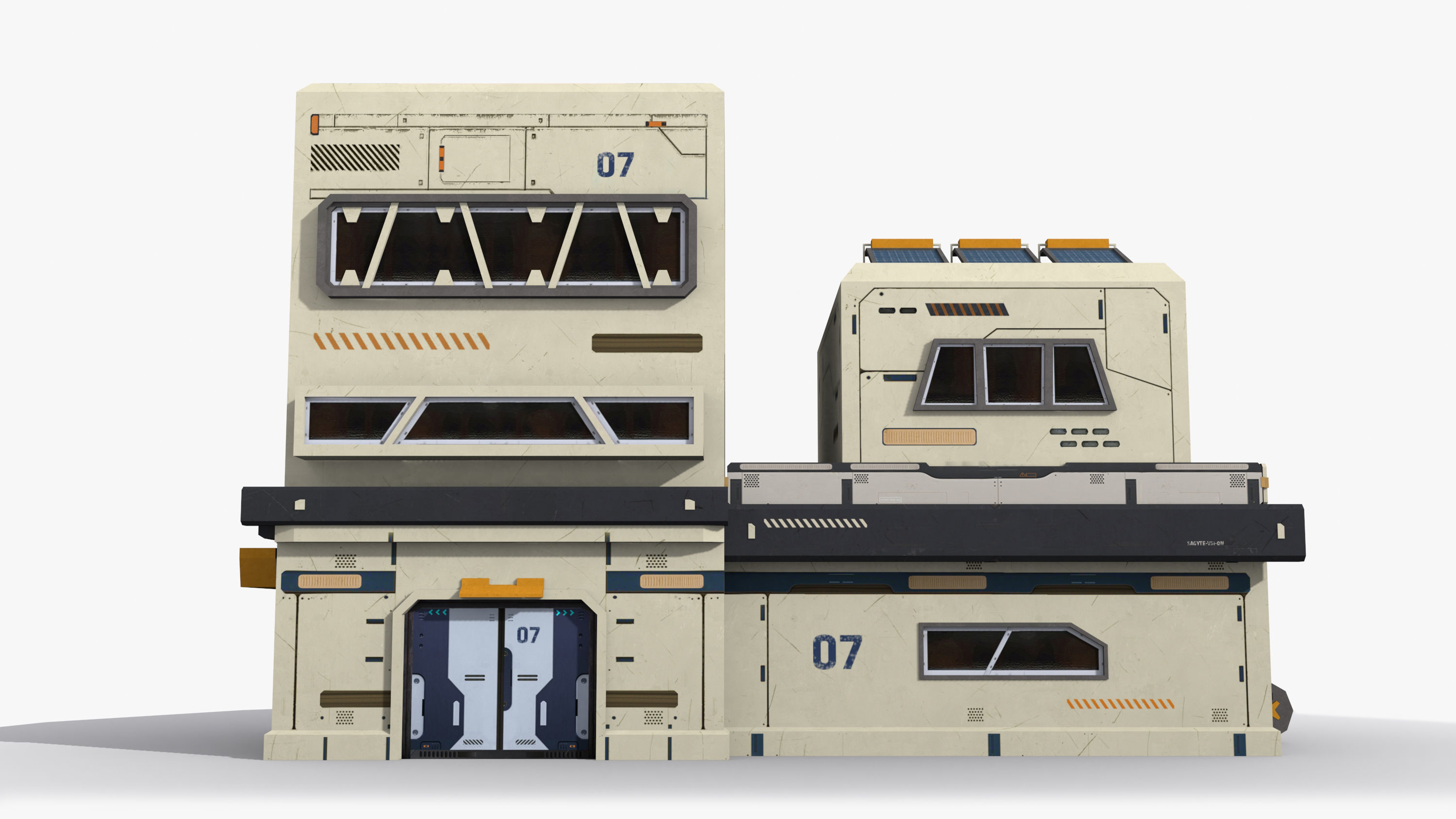 Sci-Fi Industrial x4 Low-poly 3D model_1