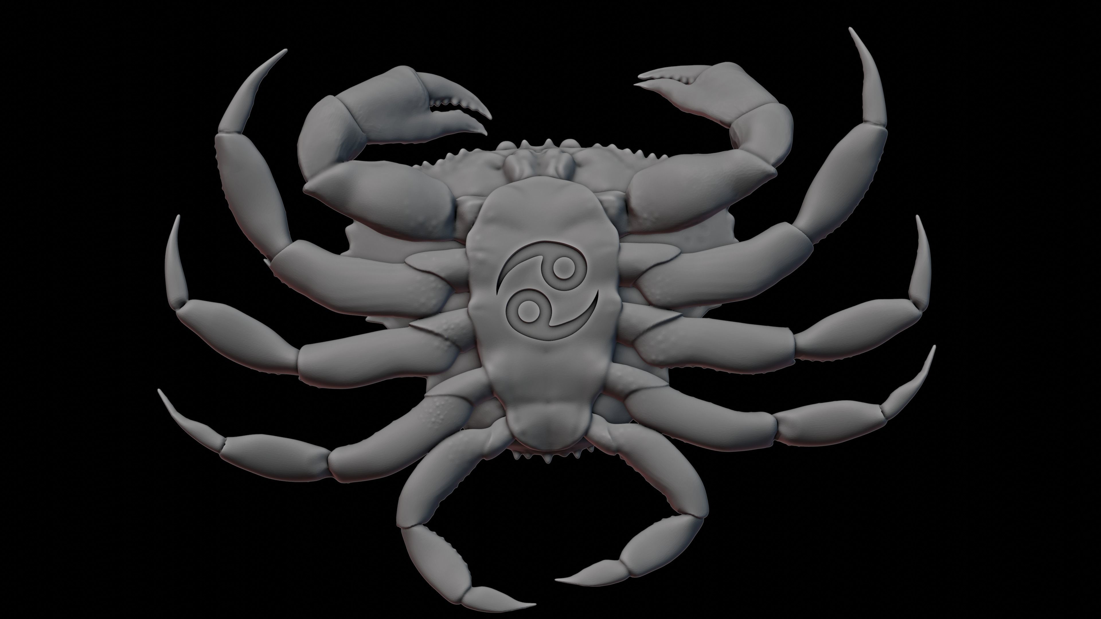 Cancer Zodiac Mystical Crab Creature Sculpture 3D print model_4