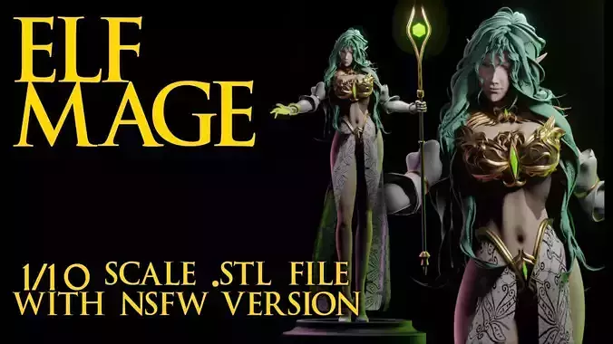 Elf Mage - ORIGINAL - 1TO10 STL FILE 3D PRINT MODEL 3D print model