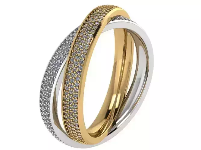2 Band Pave Ring 0750