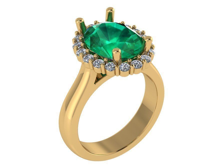Oval Halo Emerald Ring 0752 3D print model_1