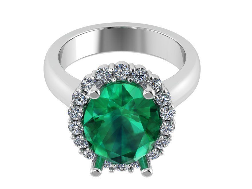 Oval Halo Emerald Ring 0752 3D print model_2