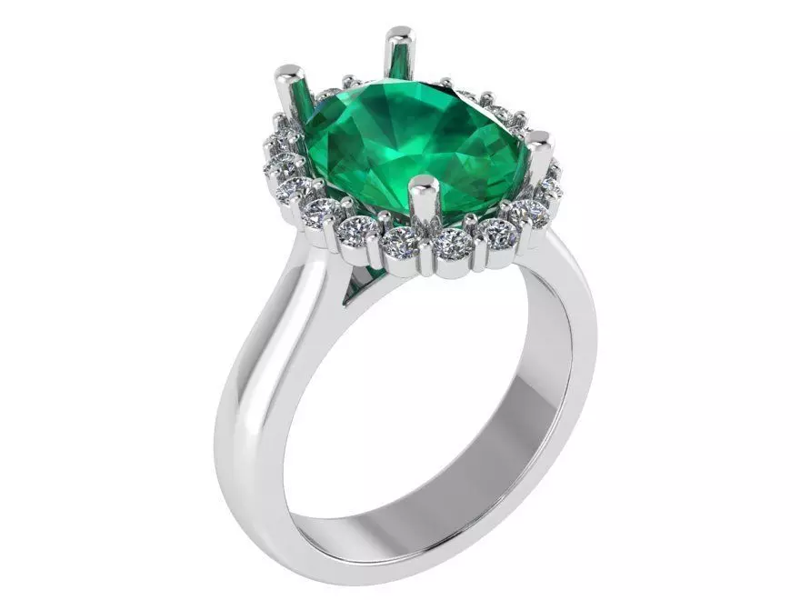 Oval Halo Emerald Ring 0752 3D print model_0