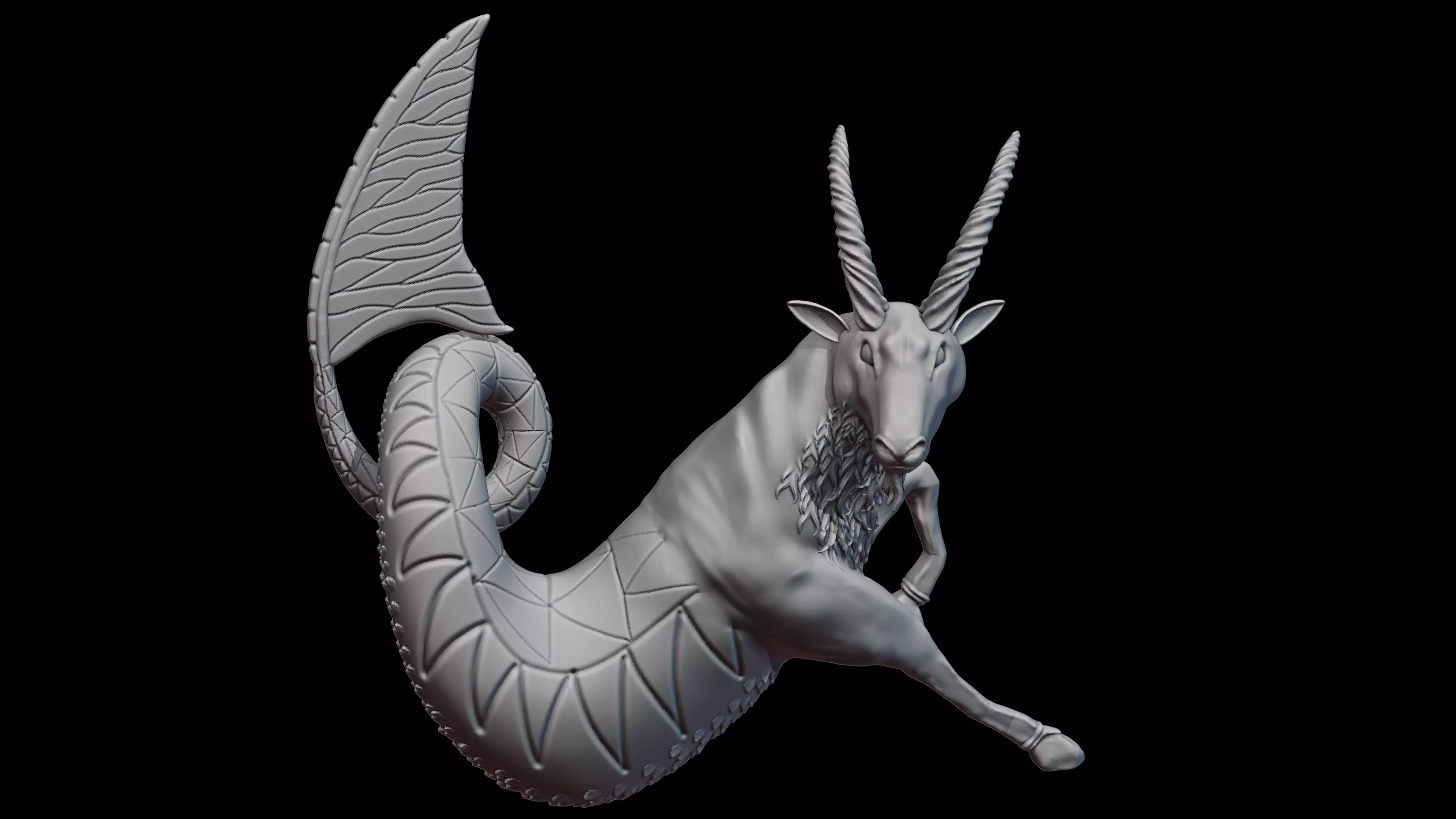 Capricorn Zodiac Mystical Goat Fish Combine Creature Sculpture 3D print model