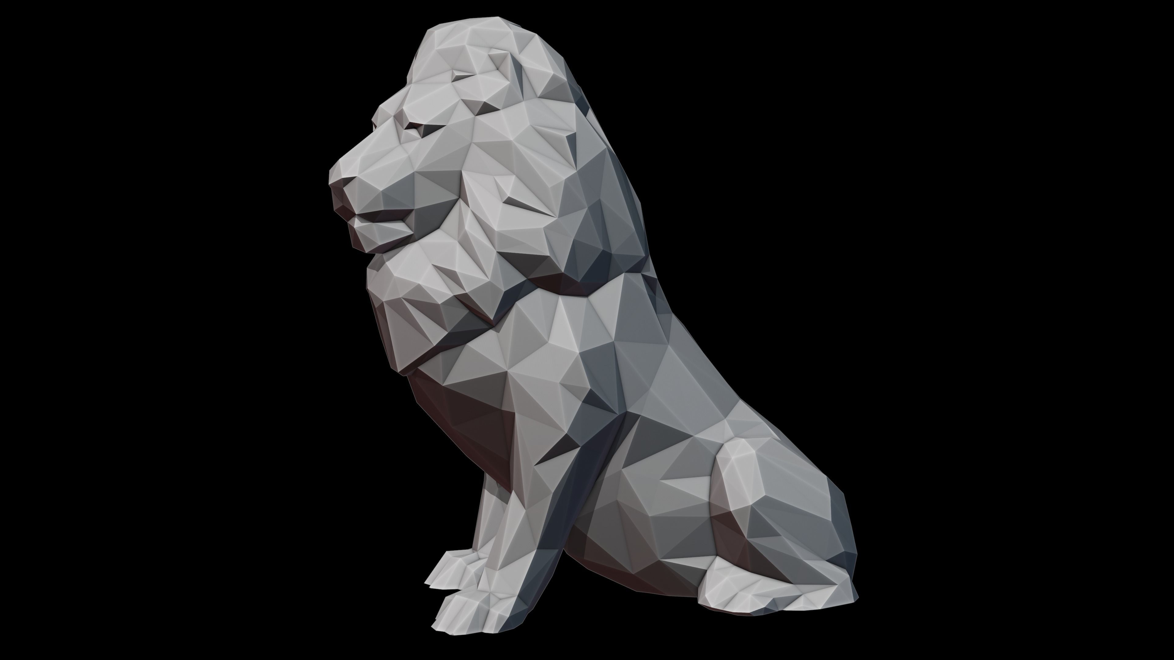 Leo Zodiac Lion Lowpoly Sculpture 3D print model_3