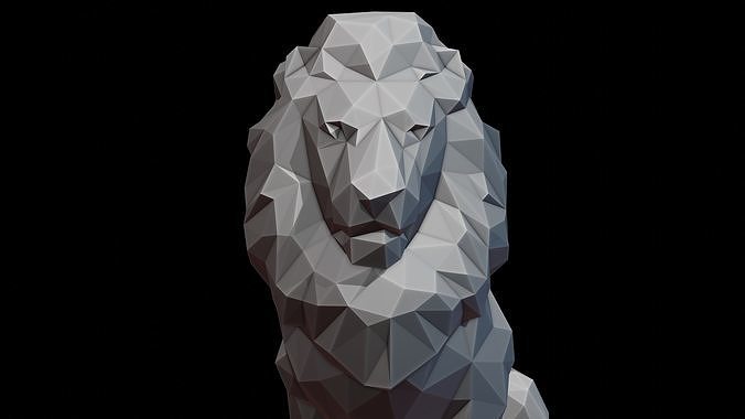 Leo Zodiac Lion Lowpoly Sculpture 3D print model