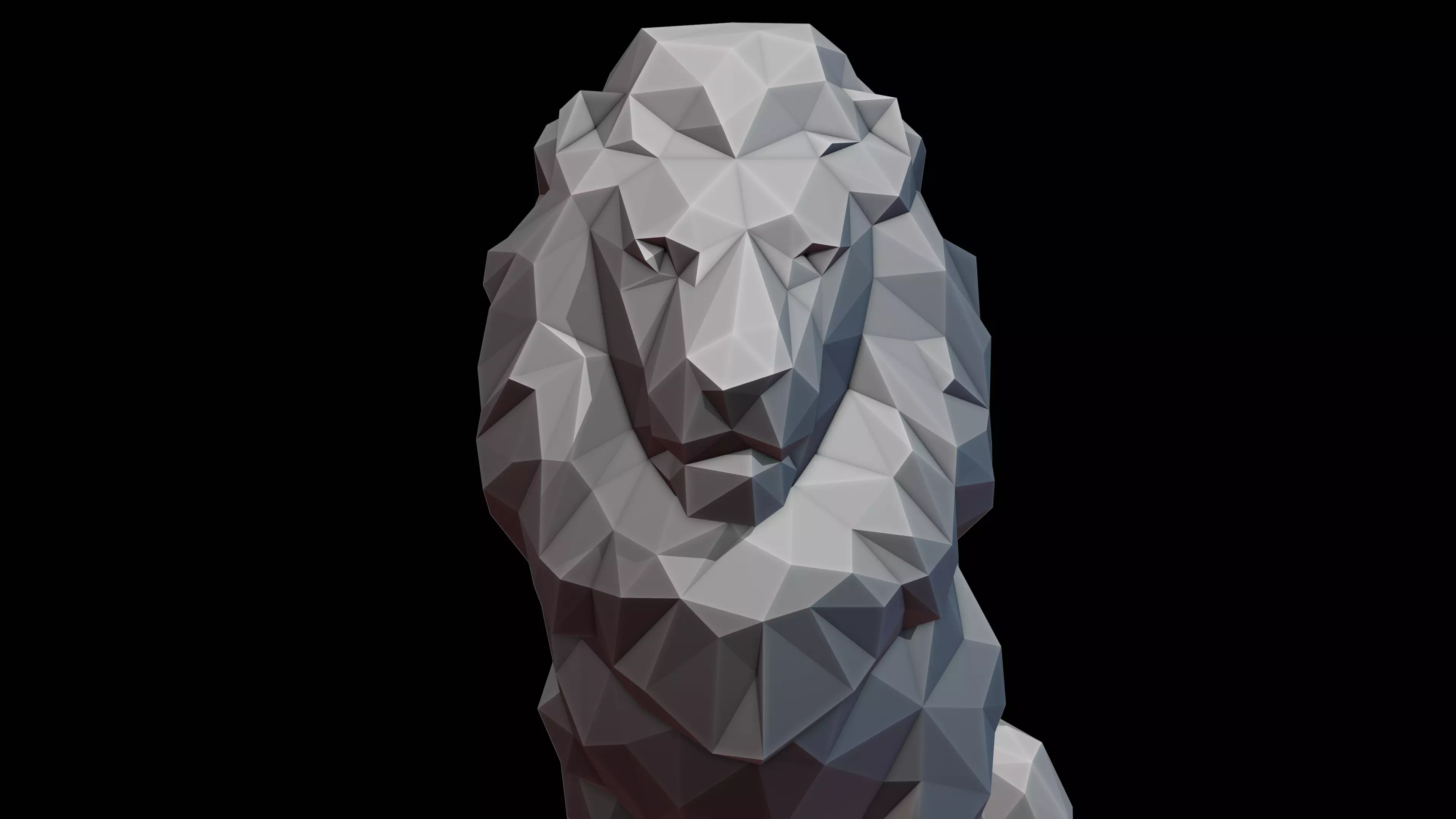 Leo Zodiac Lion Lowpoly Sculpture 3D print model_0