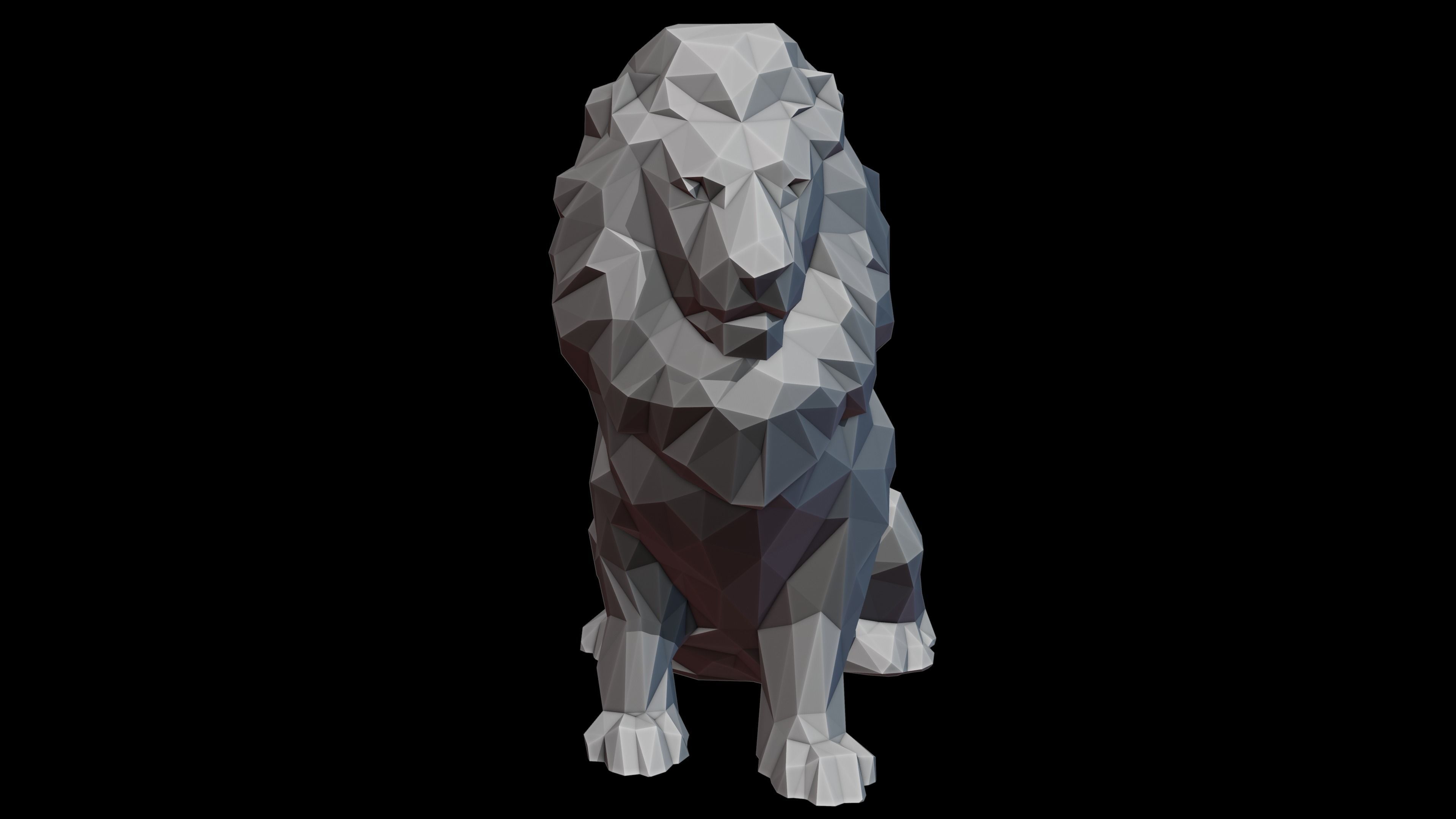 Leo Zodiac Lion Lowpoly Sculpture 3D print model_2