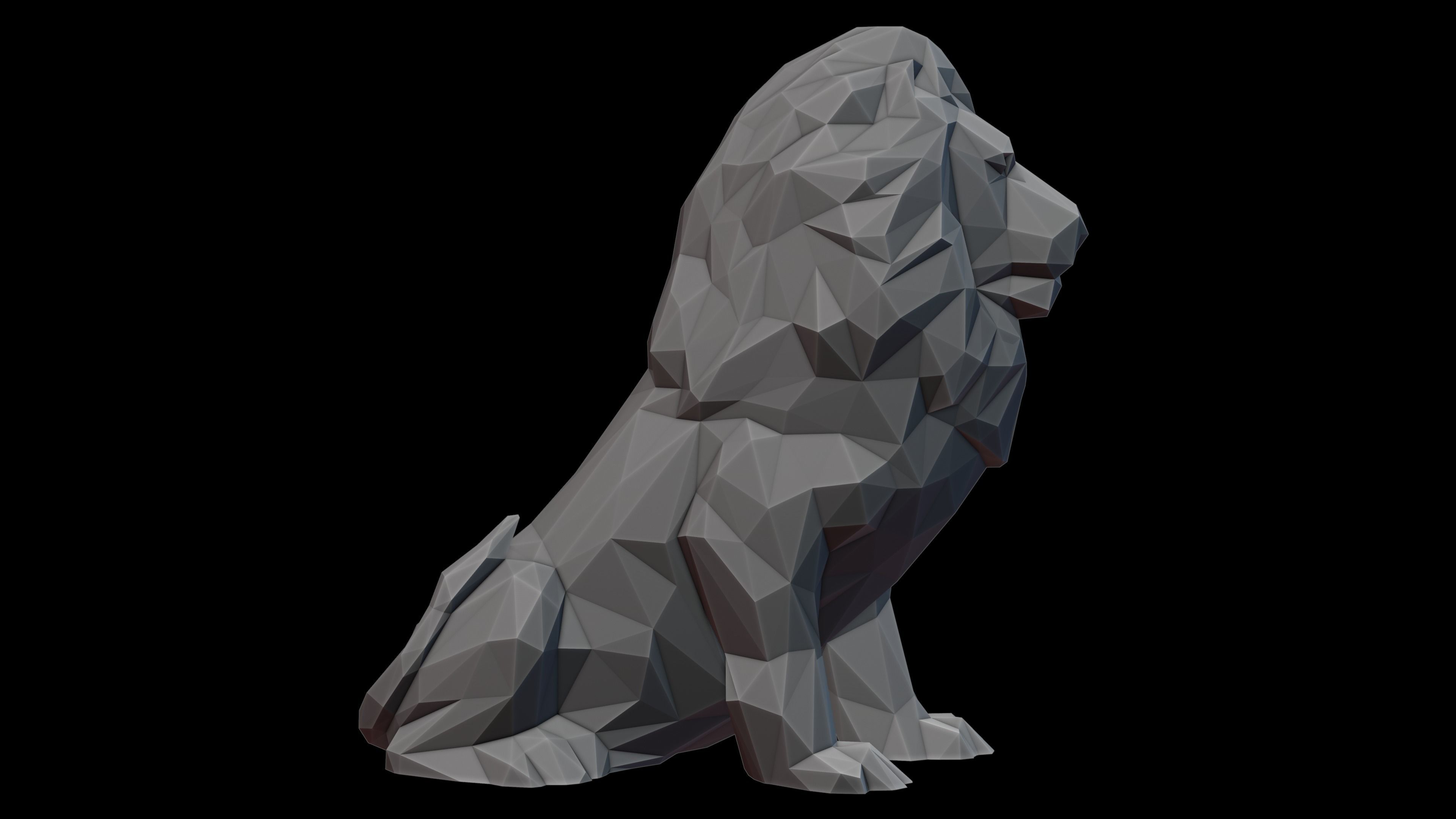 Leo Zodiac Lion Lowpoly Sculpture 3D print model_4