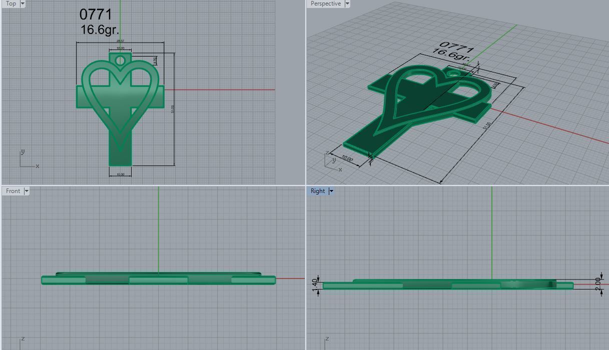 Heart Cross Pendant 0771 3D print model_4