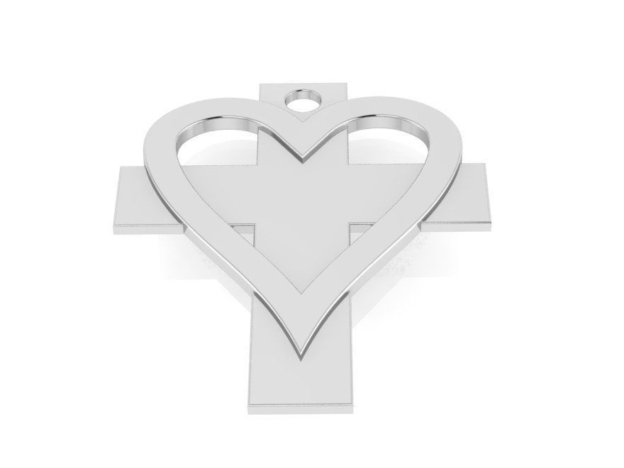 Heart Cross Pendant 0771 3D print model_3
