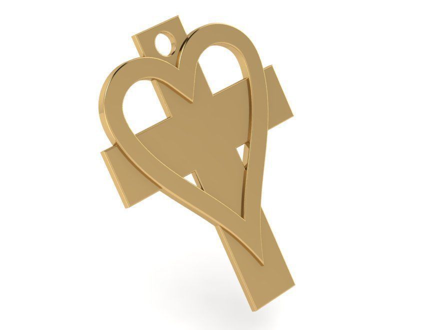 Heart Cross Pendant 0771 3D print model_1