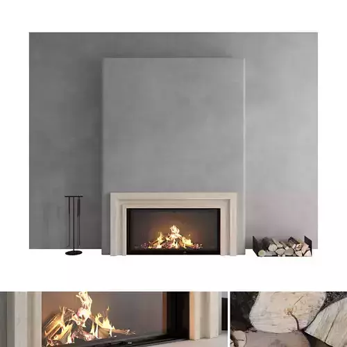 Decorative wall with fireplace set 61