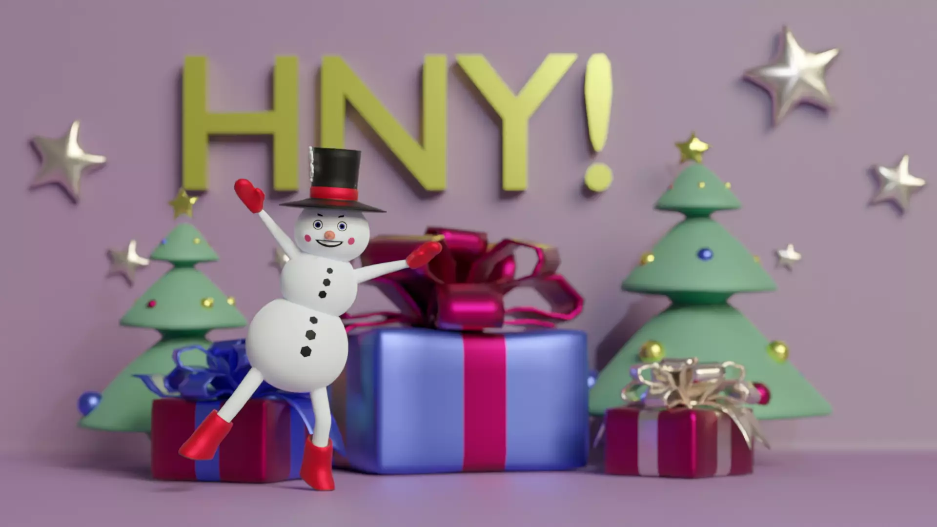 Dancing snowman animation low-poli 3D model