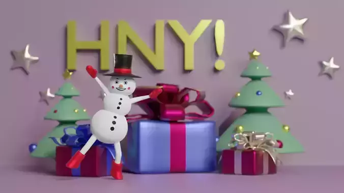 Dancing snowman animation low-poli
