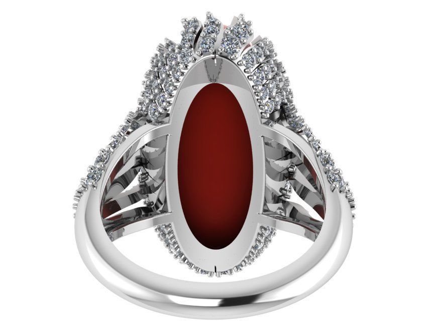 Red Cabochon Flame Style Ring 0775 3D print model_3