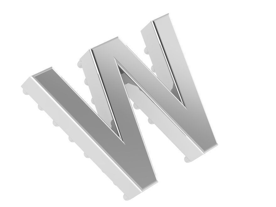 W  Letter Diamond Pendant 0780 3D print model_3