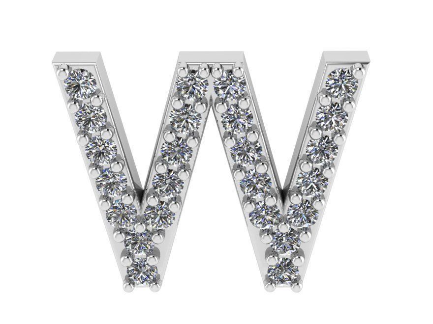 W  Letter Diamond Pendant 0780 3D print model_2