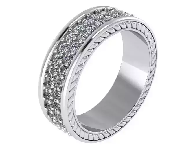 Diamond Engraving Band Ring 0781