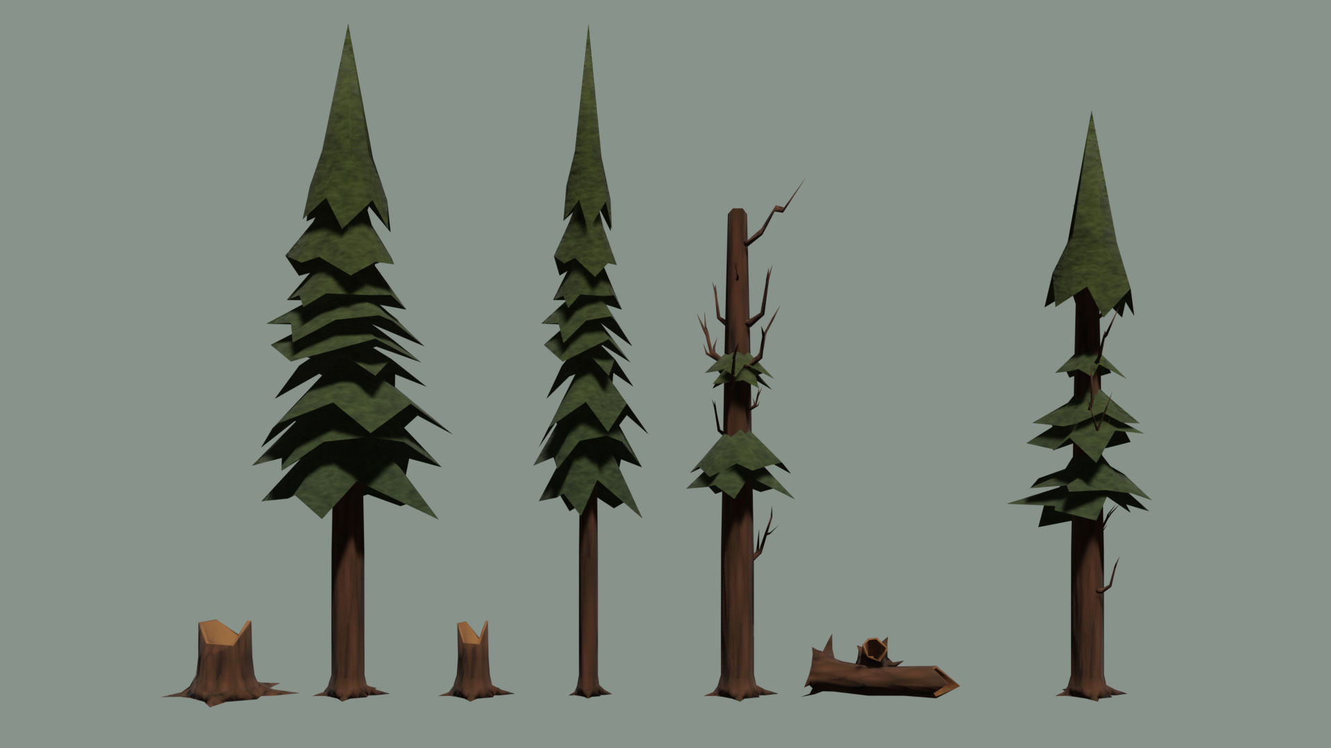 low poly nature collection 01 Low-poly 3D model_1