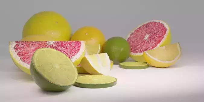 LOW POLY Lemon Orange Grapefruit Lime Game ready Citrus Library
