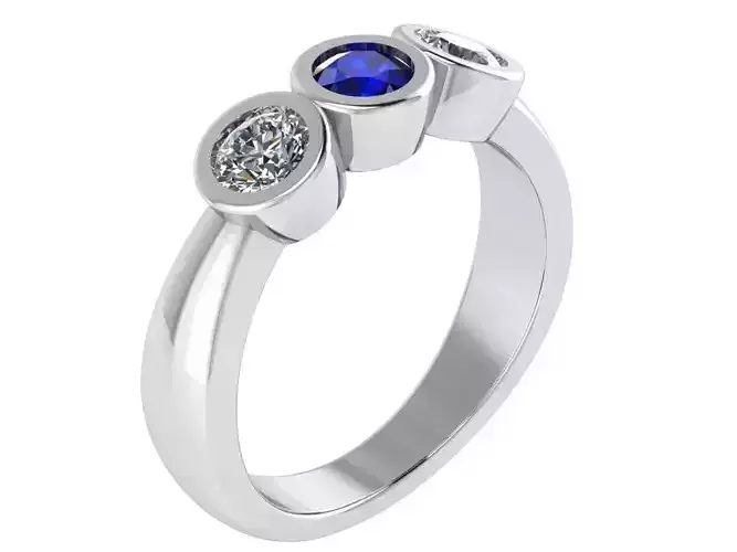 3 Stone Bezel Setting Ring 0786