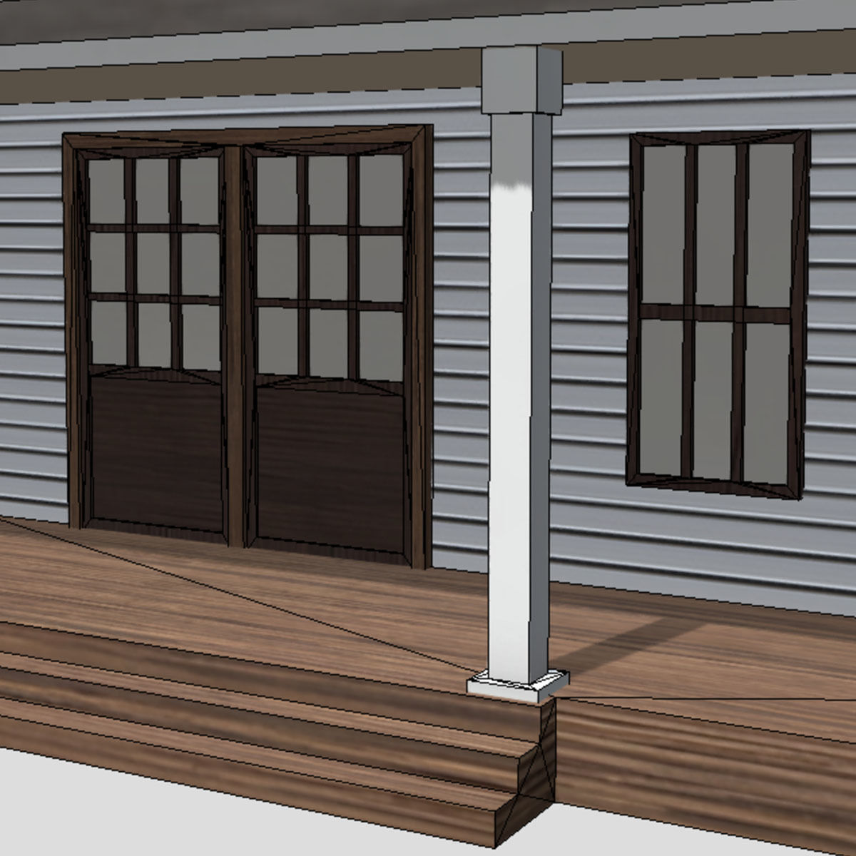 American Style Cottage - Town House Model Low-poly 3D model_7