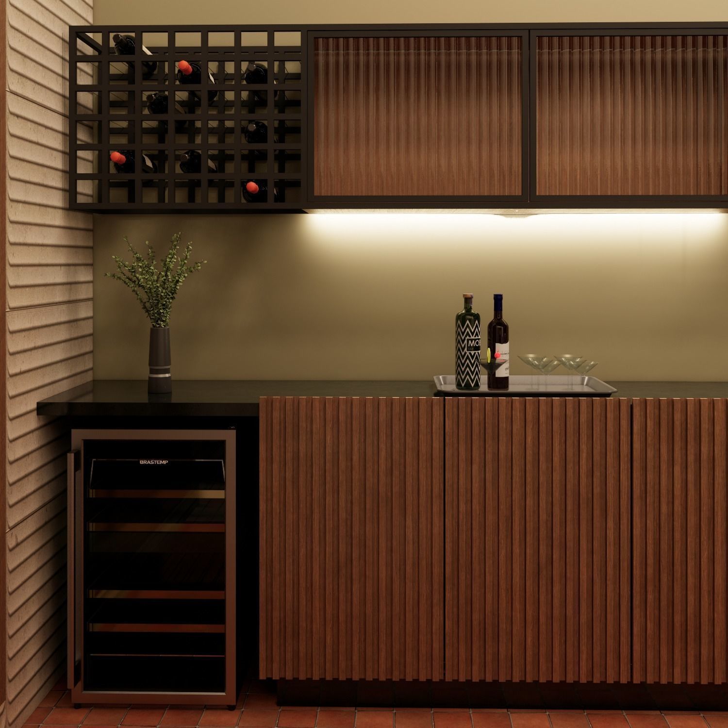 Suspended wine cellar with hutch 3D model_2