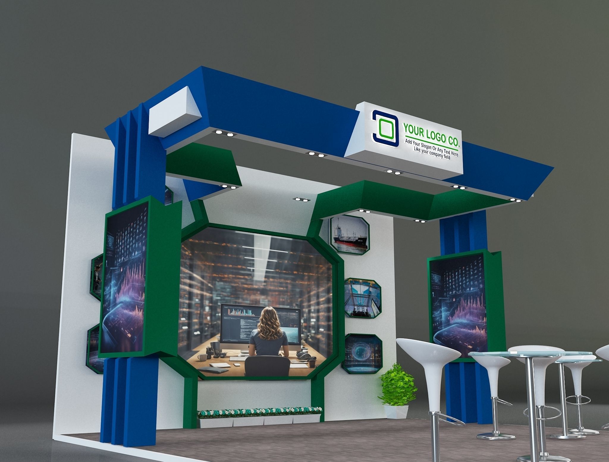Booth Exhibition Stand a231 3D model_12