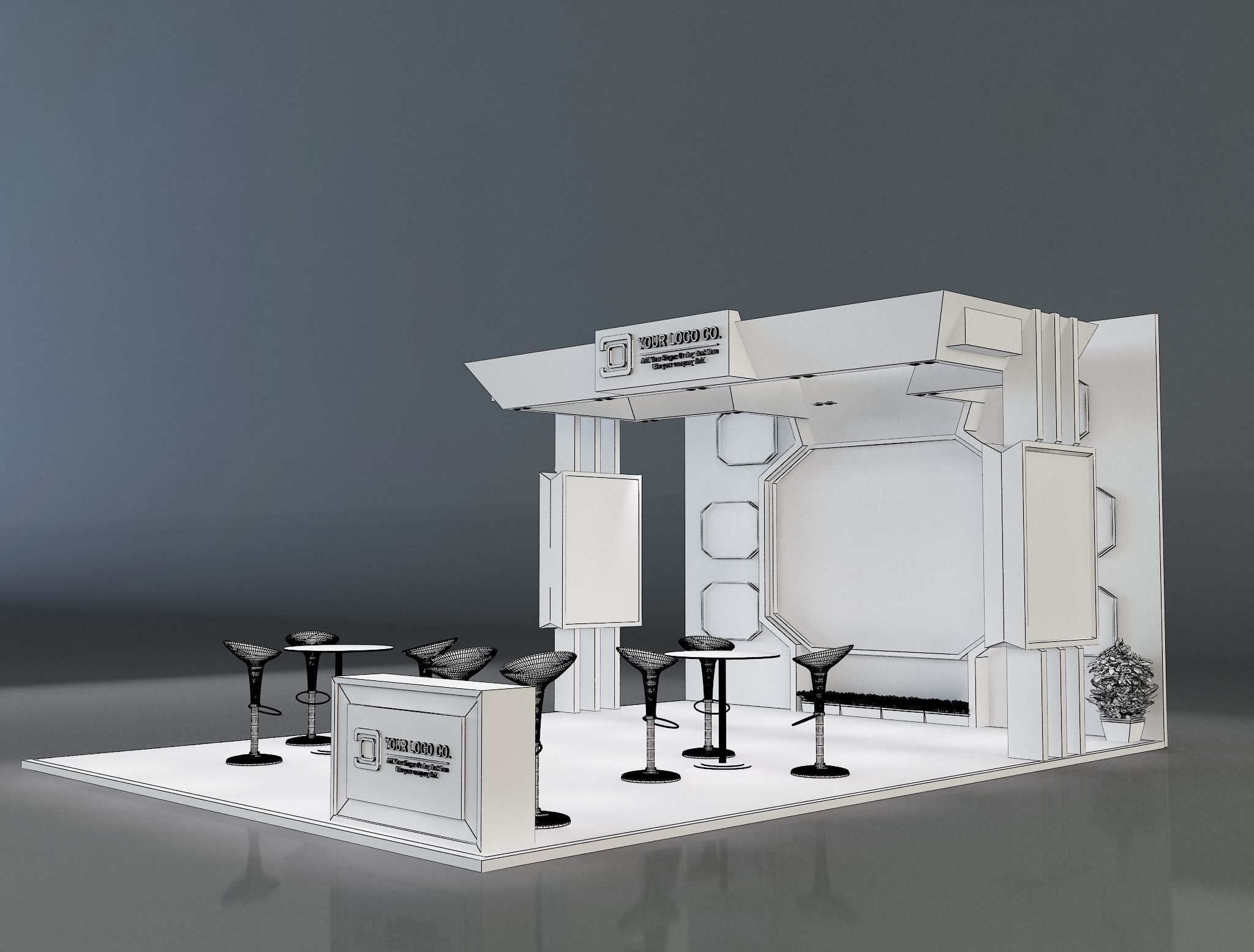 Booth Exhibition Stand a231 3D model_15