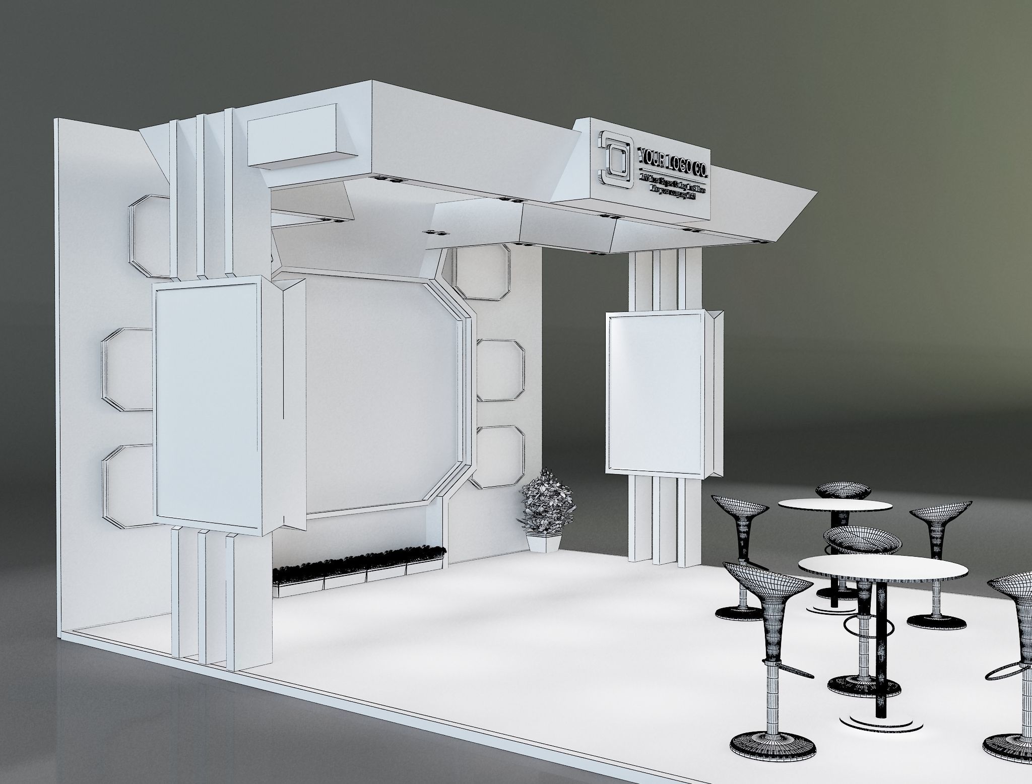 Booth Exhibition Stand a231 3D model_7