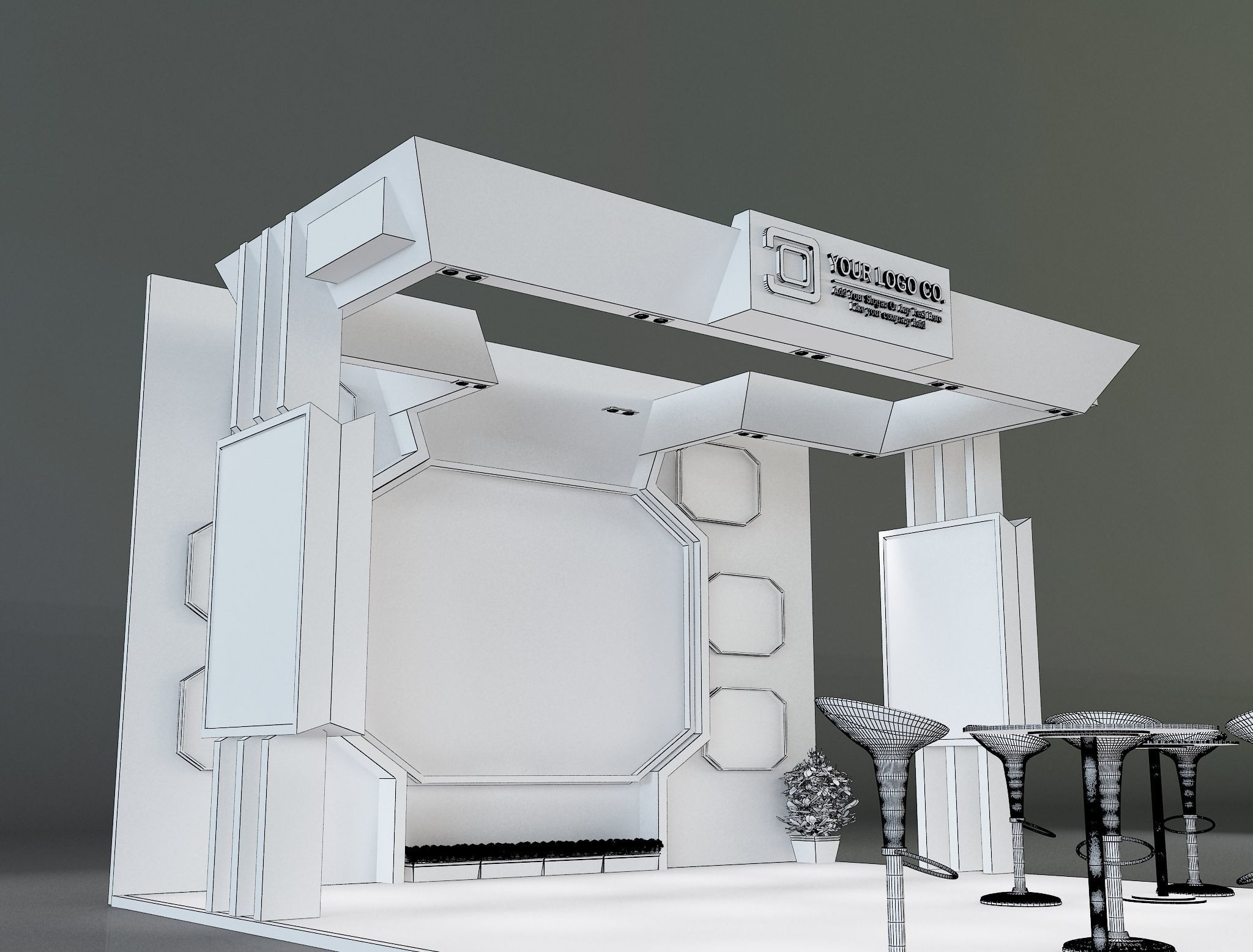 Booth Exhibition Stand a231 3D model_13