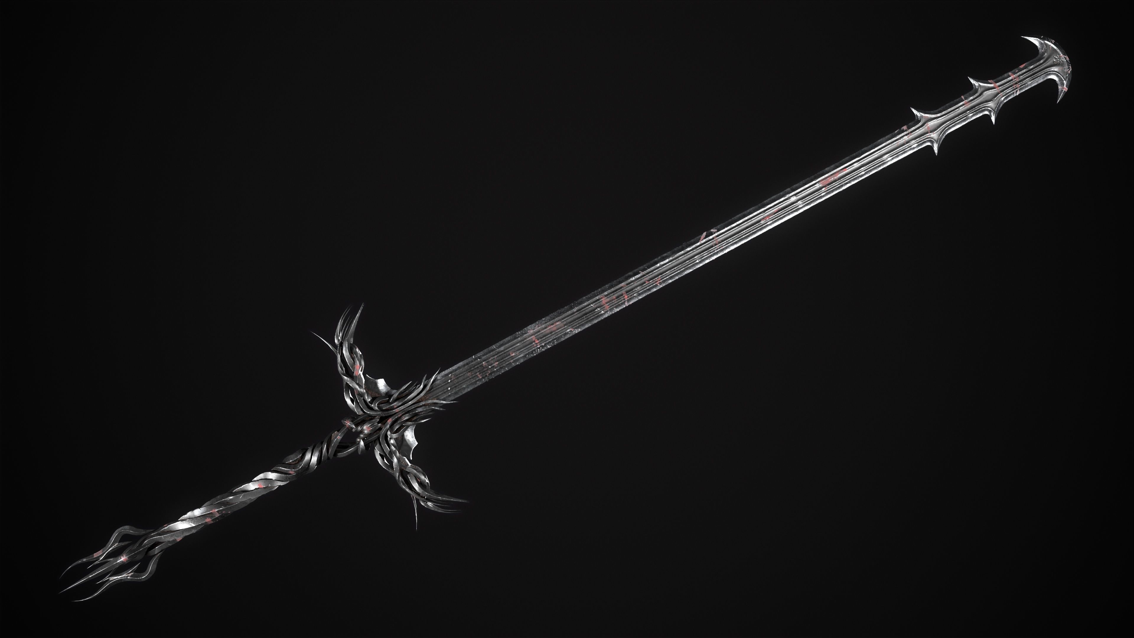 Fantazy Long Sword Medieval Melee Weapon Low-poly 3D model_11