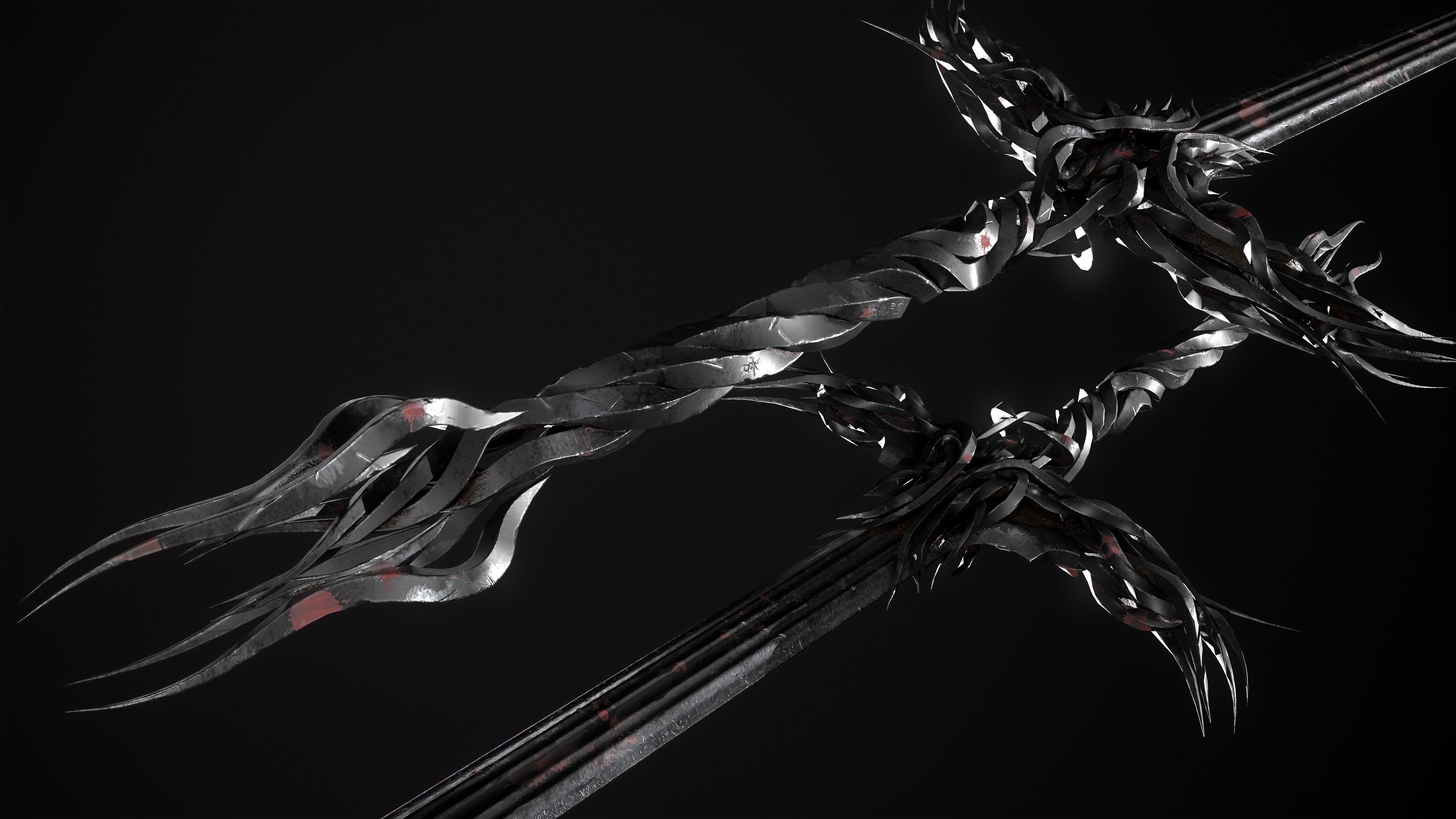 Fantazy Long Sword Medieval Melee Weapon Low-poly 3D model_5