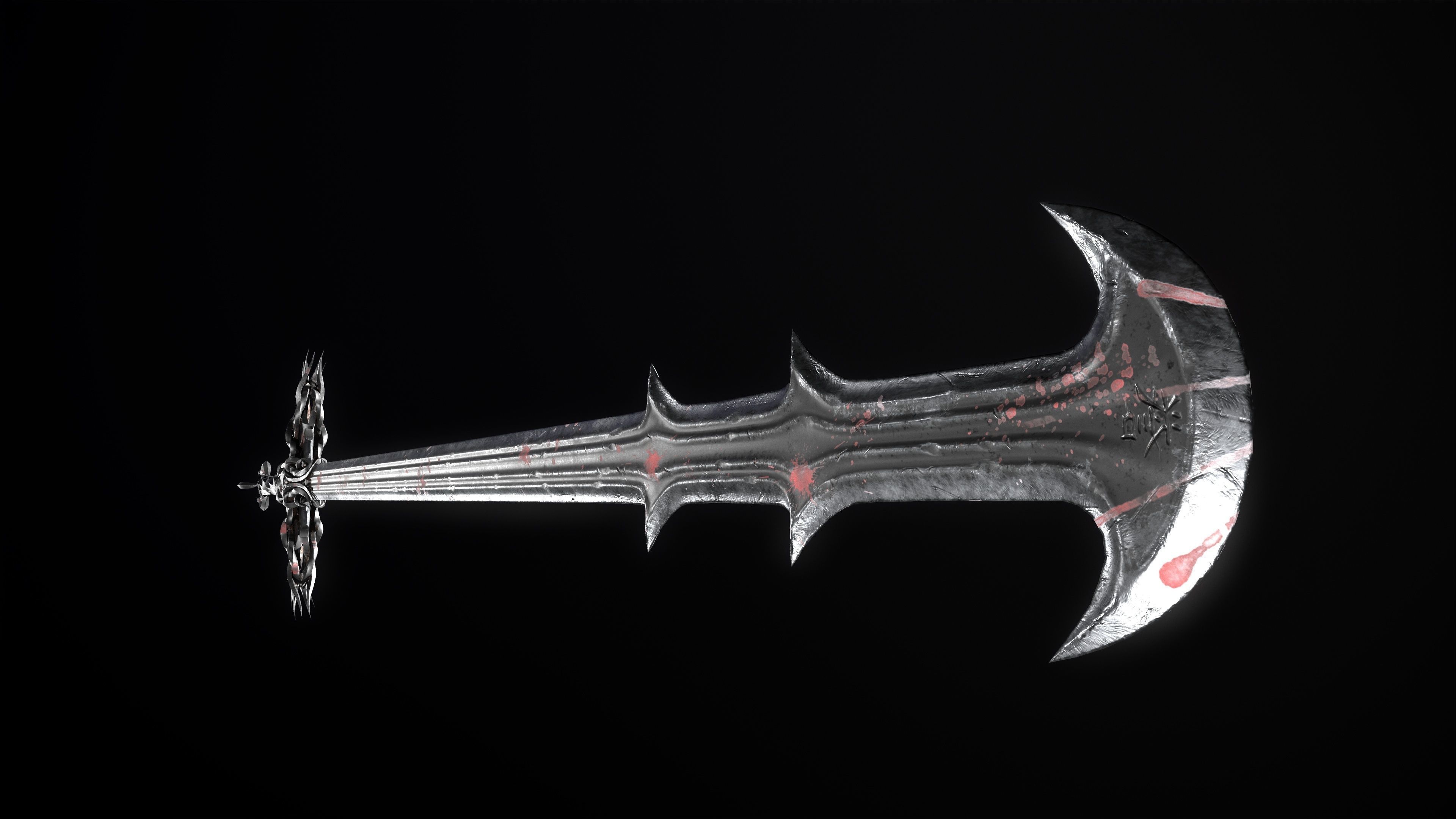 Fantazy Long Sword Medieval Melee Weapon Low-poly 3D model_7