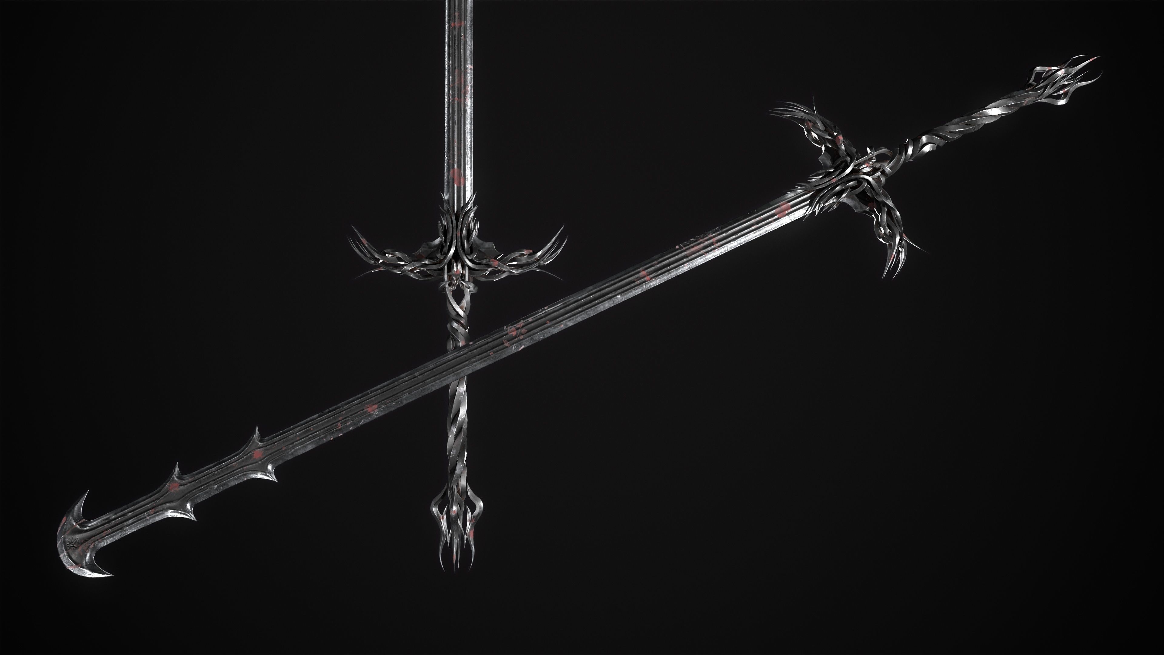 Fantazy Long Sword Medieval Melee Weapon Low-poly 3D model_4