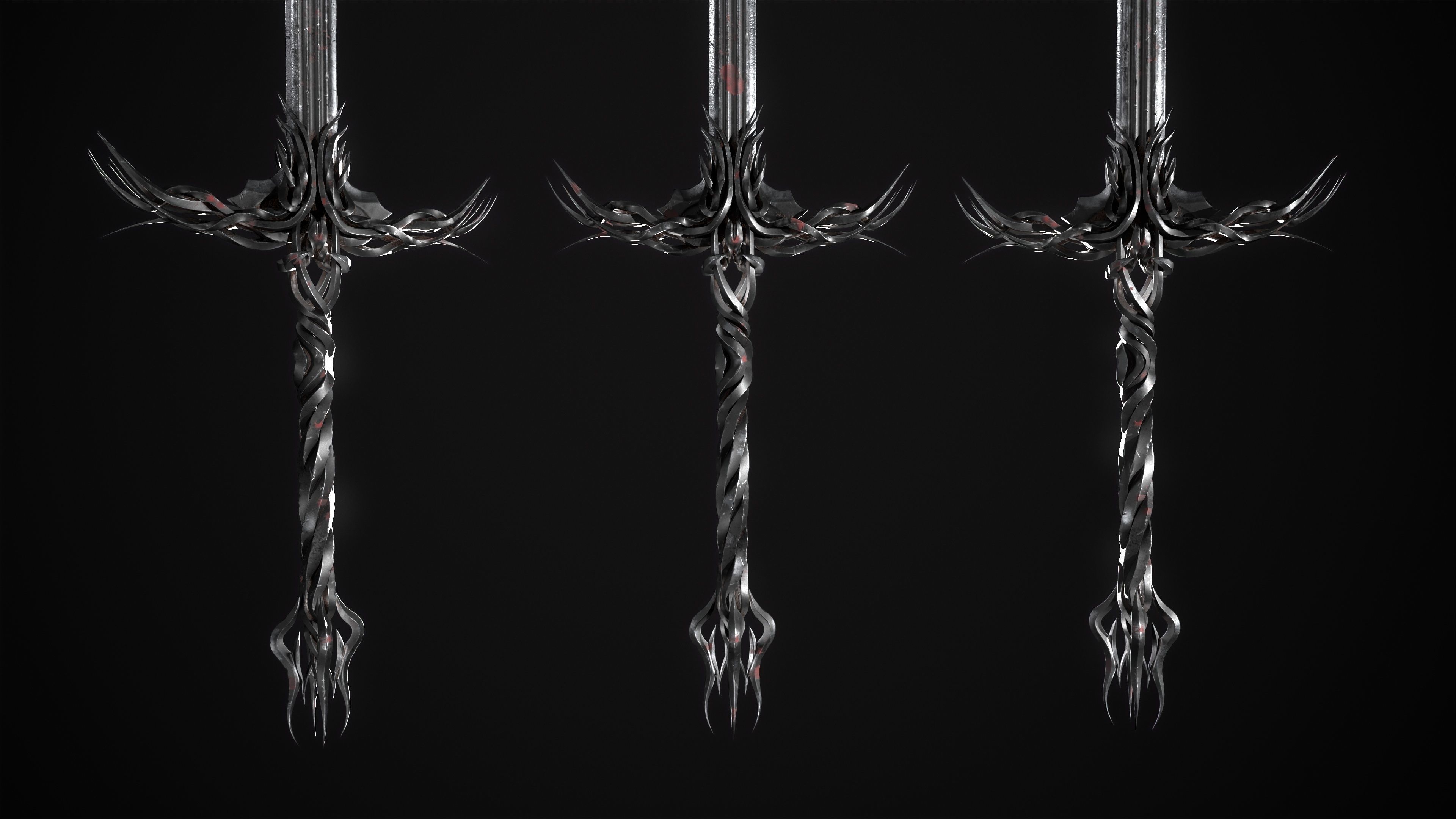 Fantazy Long Sword Medieval Melee Weapon Low-poly 3D model_1