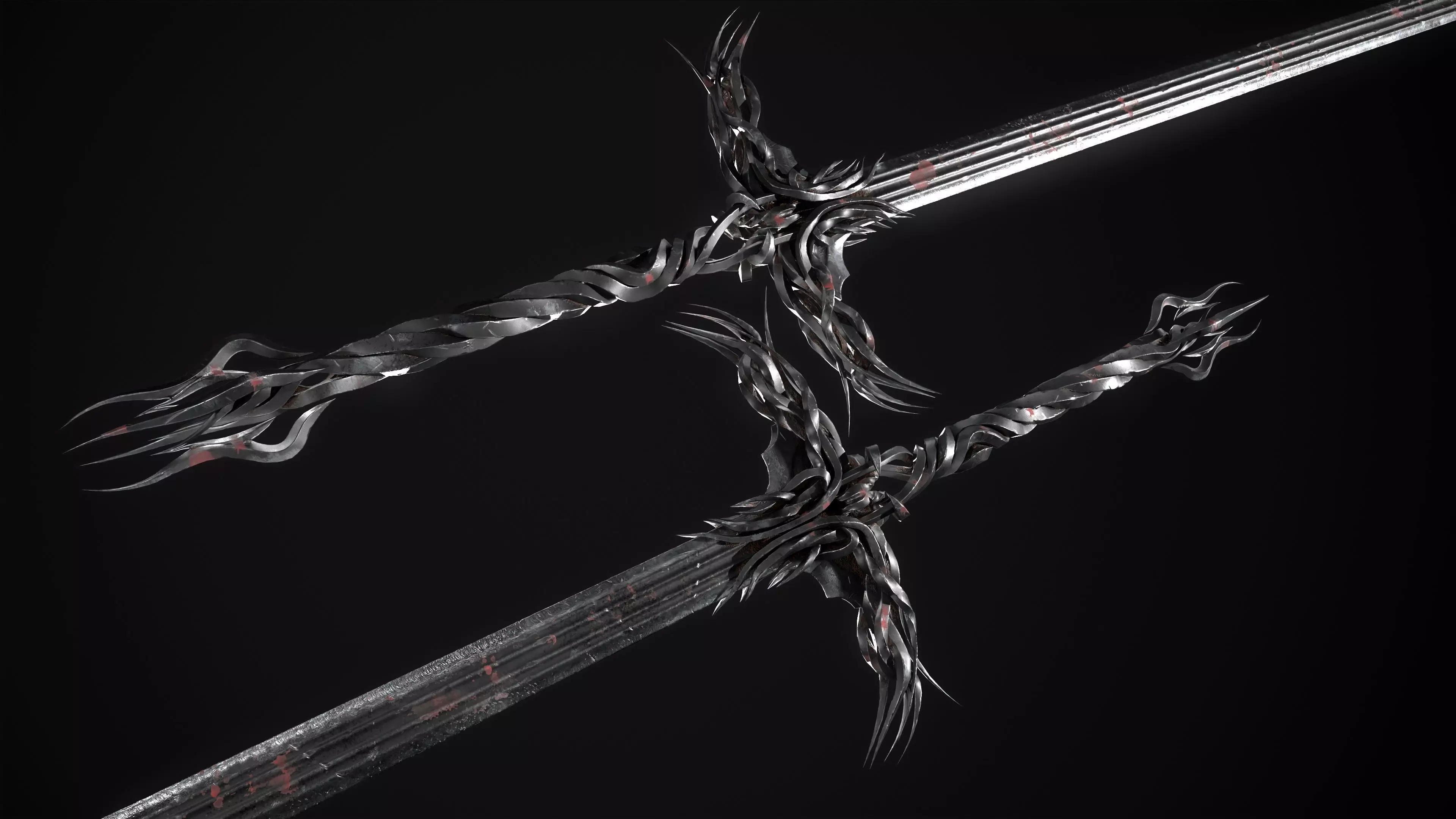 Fantazy Long Sword Medieval Melee Weapon Low-poly 3D model_0
