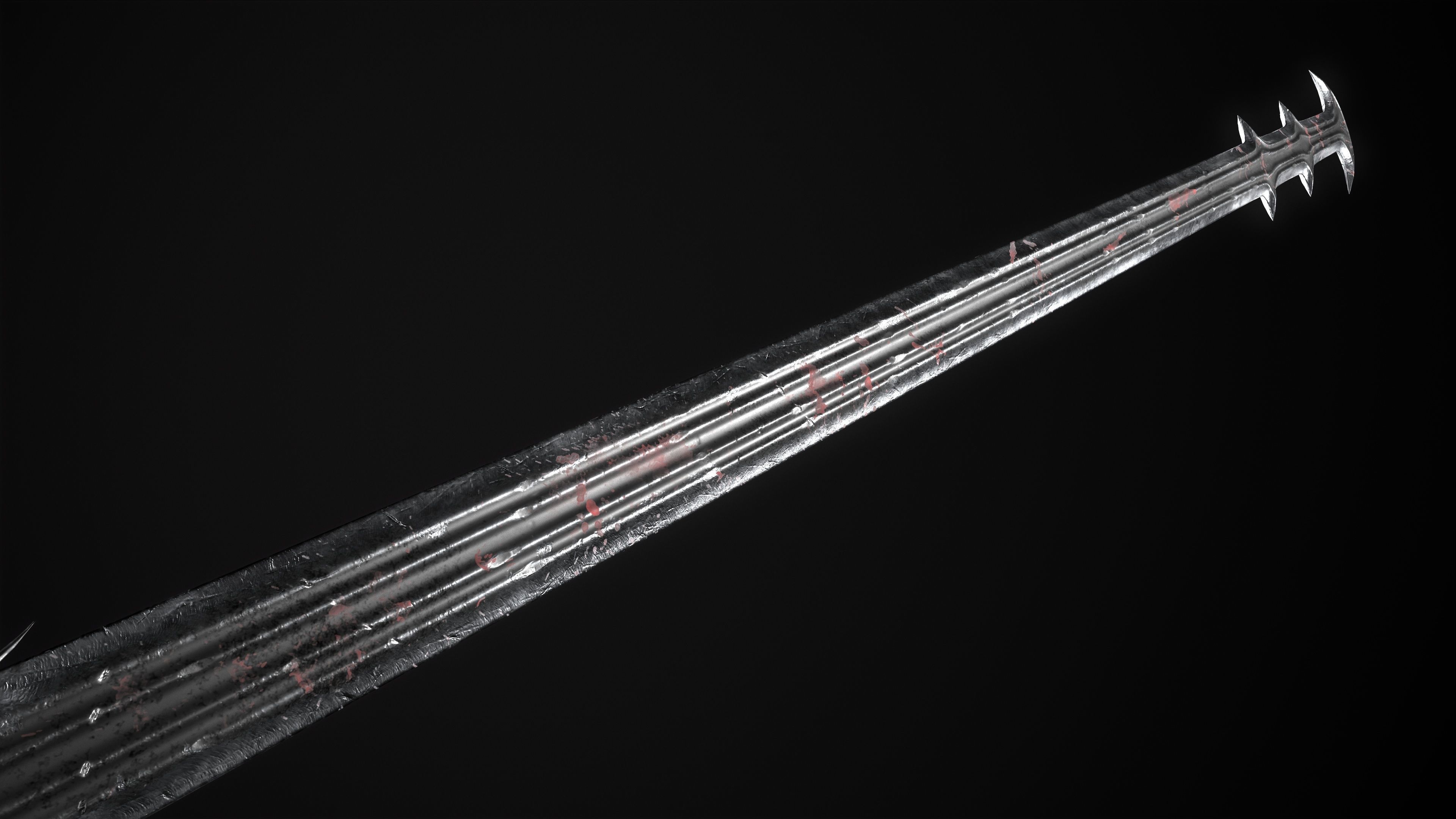 Fantazy Long Sword Medieval Melee Weapon Low-poly 3D model_8