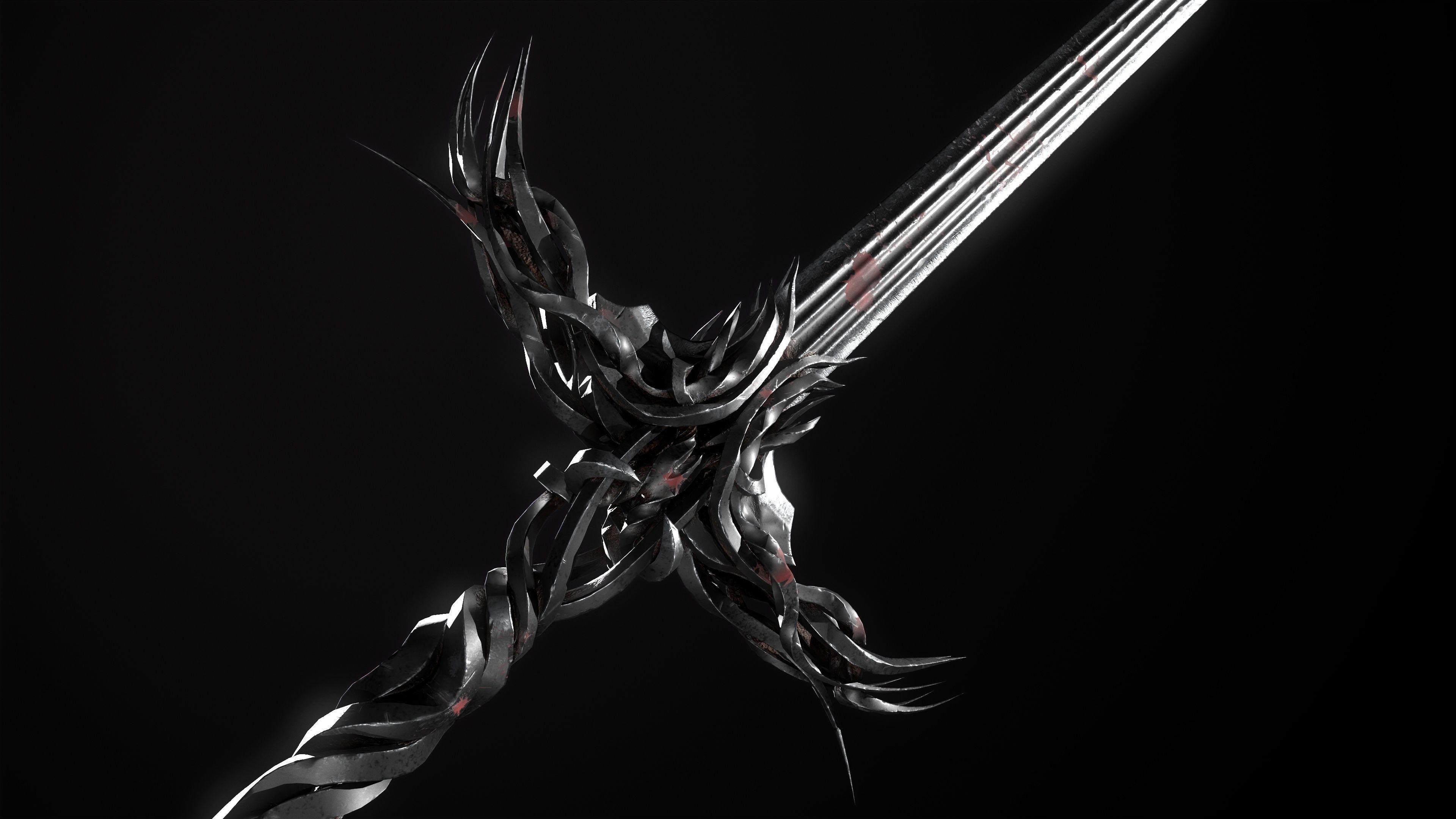 Fantazy Long Sword Medieval Melee Weapon Low-poly 3D model_6