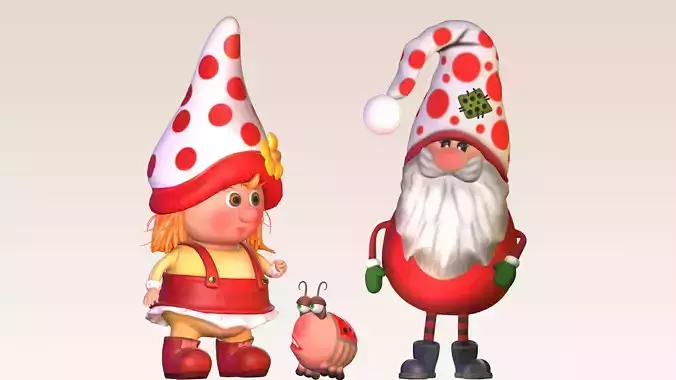 Gnome girl boy ladybug